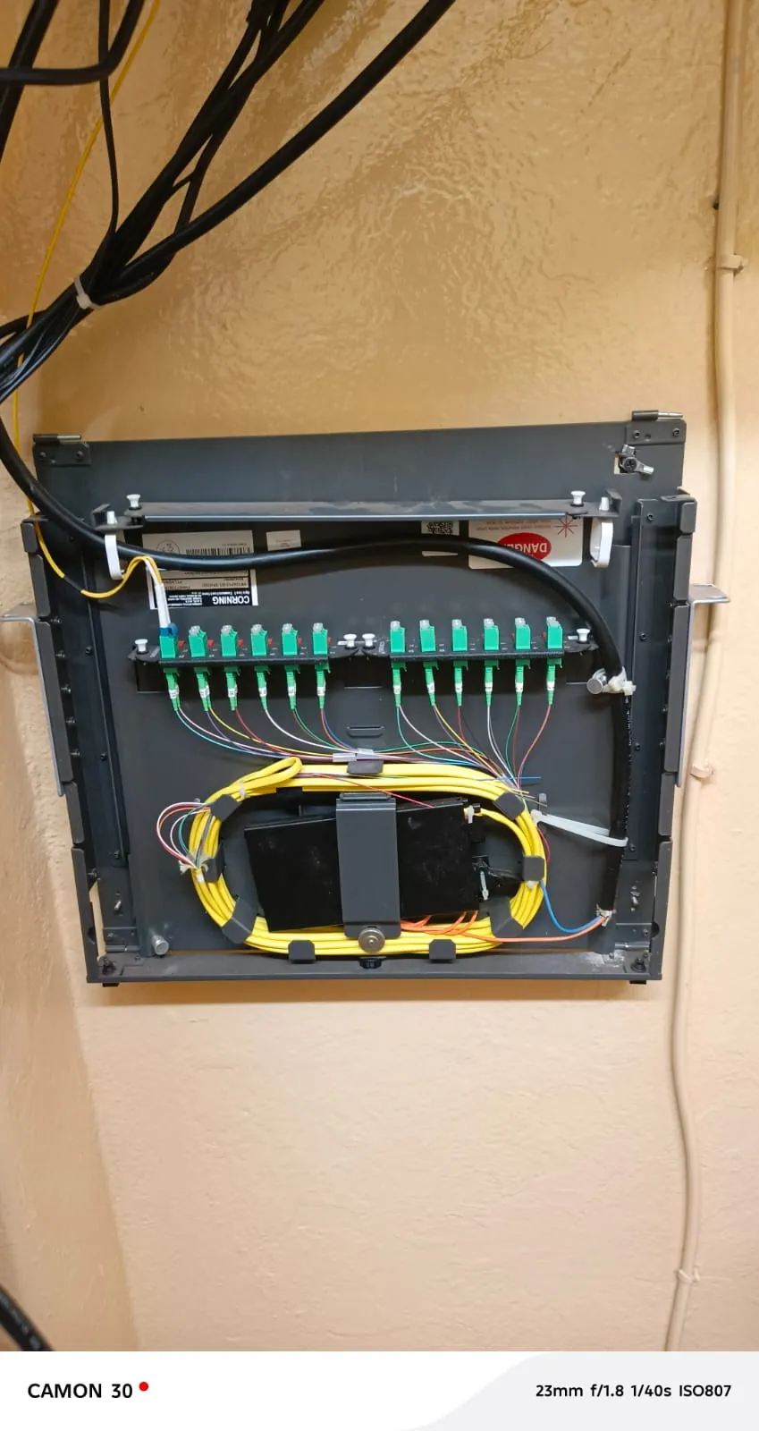 Wall-mounted fiber distribution panel