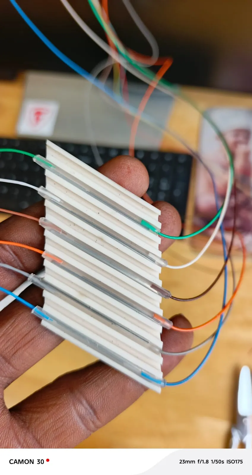 Fiber strands arranged on a splicing holder